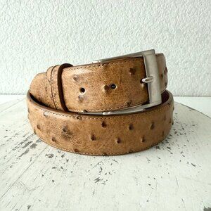 NEW Rod Patrick Mens Western Belt MAD DOG SADDLE FULL QUILL OSTRICH 1.5" Size 44